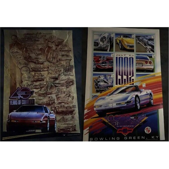 Lot Of 2 Vintage 90s 1992 Chevy Motor Division Corvette Posters GM 24” X 36” - Picture 2 of 6